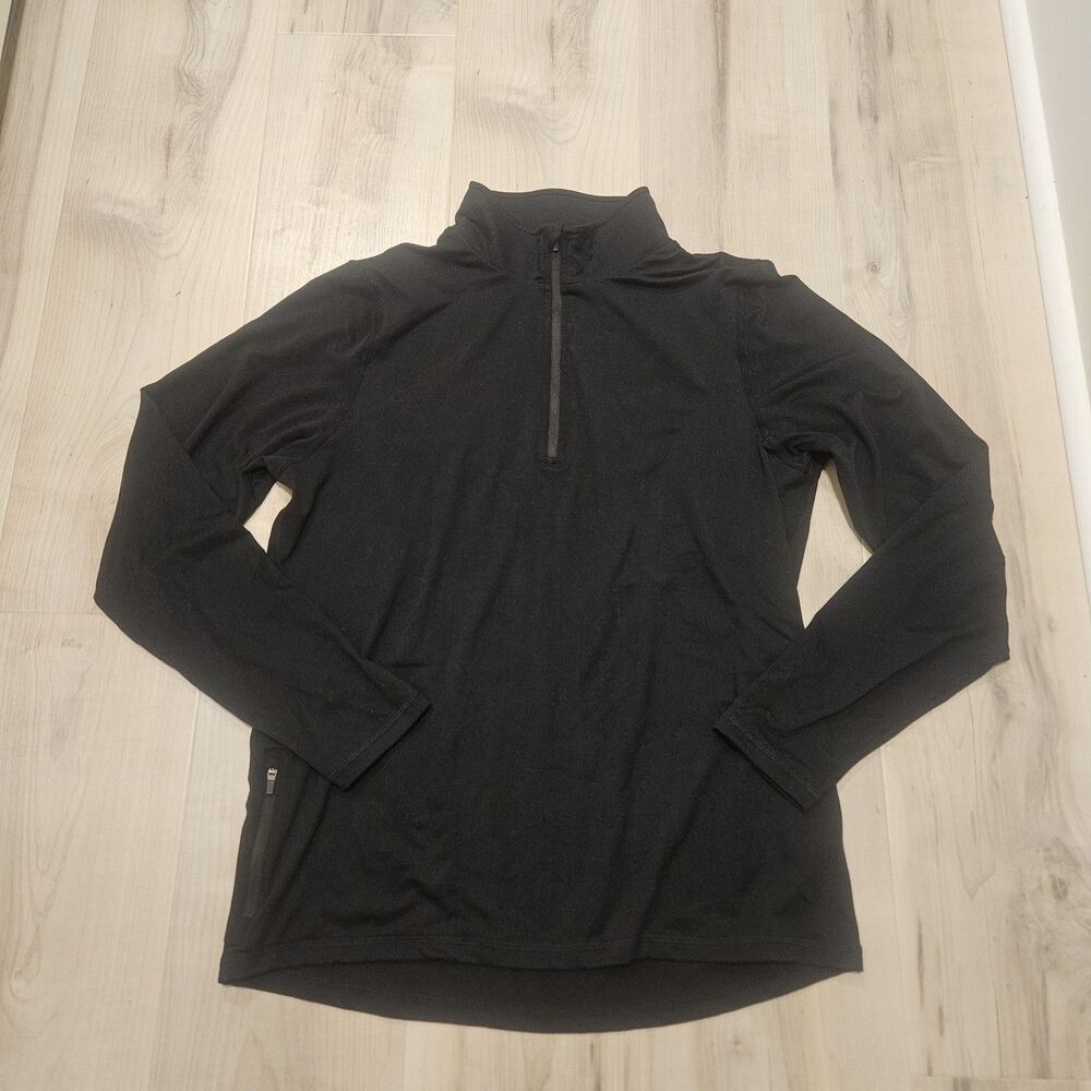 Quince Jacket Mens M Black Super Soft Flowknit Half Zip Pullover Stretch Mock